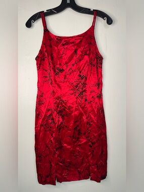 Byer Too! Red Satin Floral Slip Dress